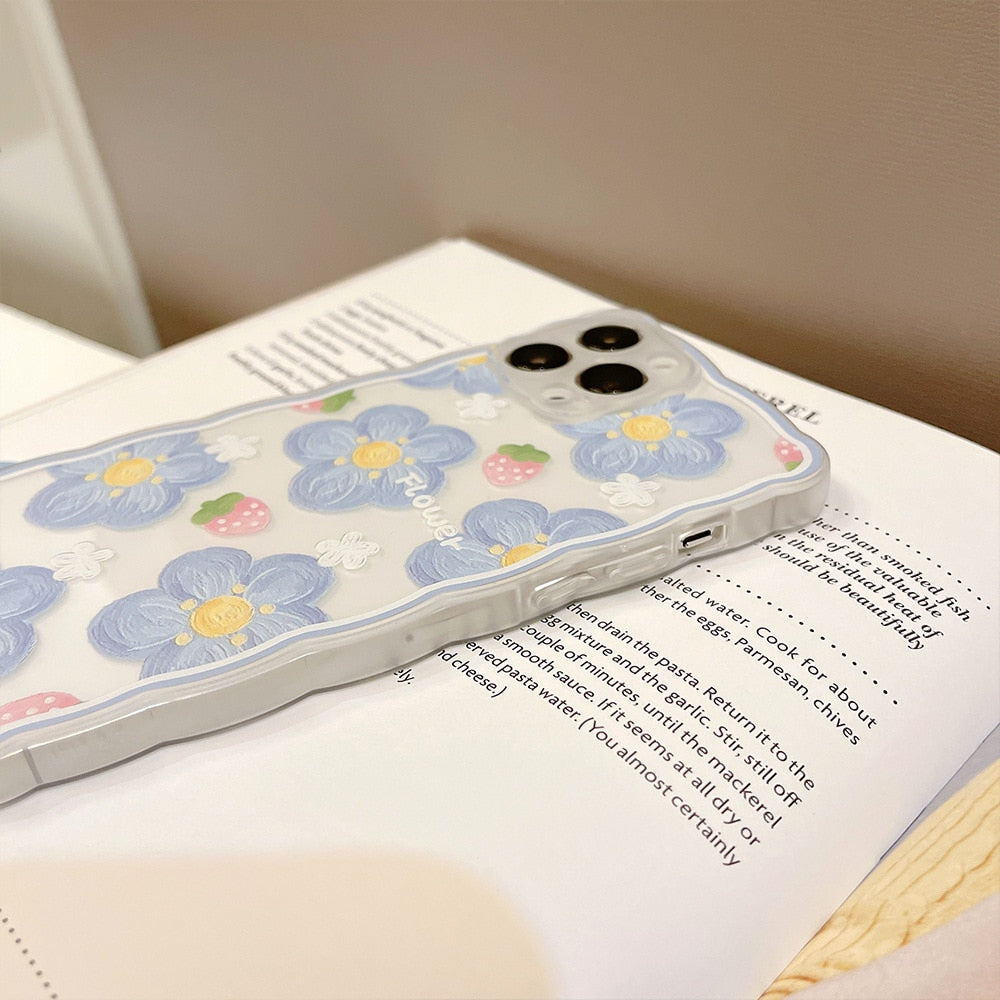 Retro sweet summer oil painting flower transparent Phone Case For iPhone 14 13 11 12 Pro Max XR Xs Max 7 8 Plus Case Cute Cover