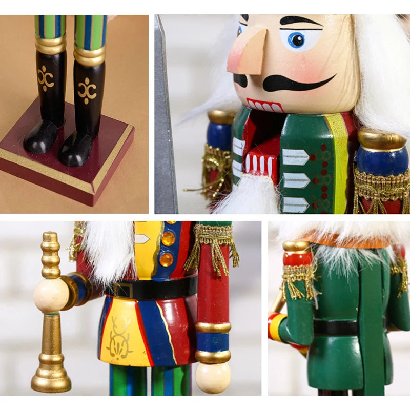 1PCS Christmas Nutcracker Creative Handicrafts Gift Christmas Decorations Home Ornament Soldier Doll Wooden Vintage Puppet