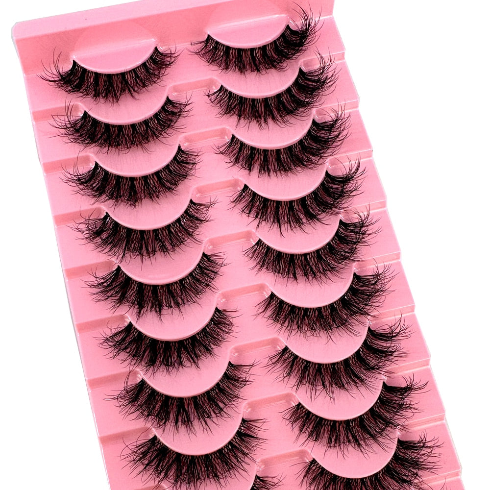 10 Pairs3D Mink Invisible Lash Handmade Crisscross Eyelashes Clear Band Soft Strip Eyelash Natural Long Wispy False Lashes
