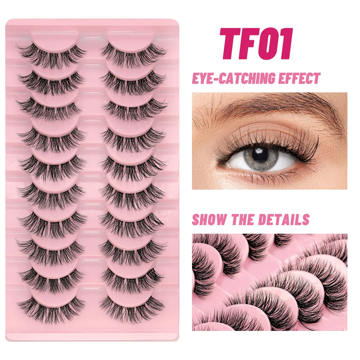 Clear Eyelash Manga  Lashes False 5/10 Pairs Eyelashes Cat-Eye Natural Fluffy 3D Faux Mink Lashes Wispy Lashes