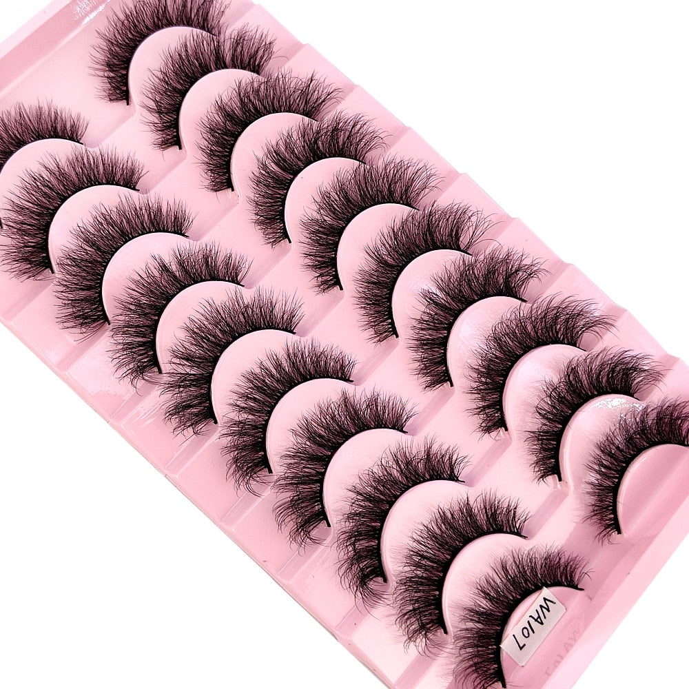 10Pairs 3D Faux Mink Hair False Eyelashes Natural Messy Eyelash Crisscross Wispy Fluffy Lashes Extension Big Eye Fake Lashes
