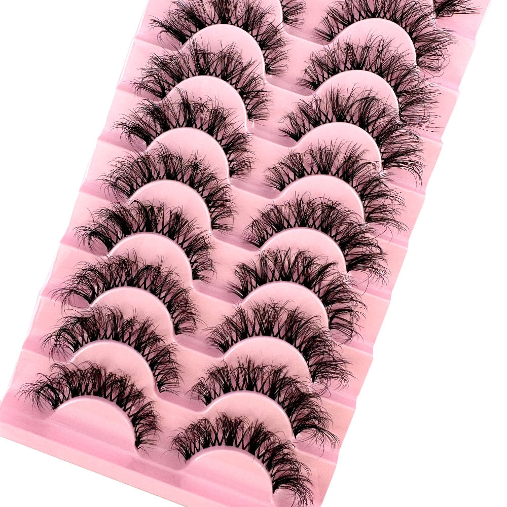 10 Pairs3D Mink Invisible Lash Handmade Crisscross Eyelashes Clear Band Soft Strip Eyelash Natural Long Wispy False Lashes