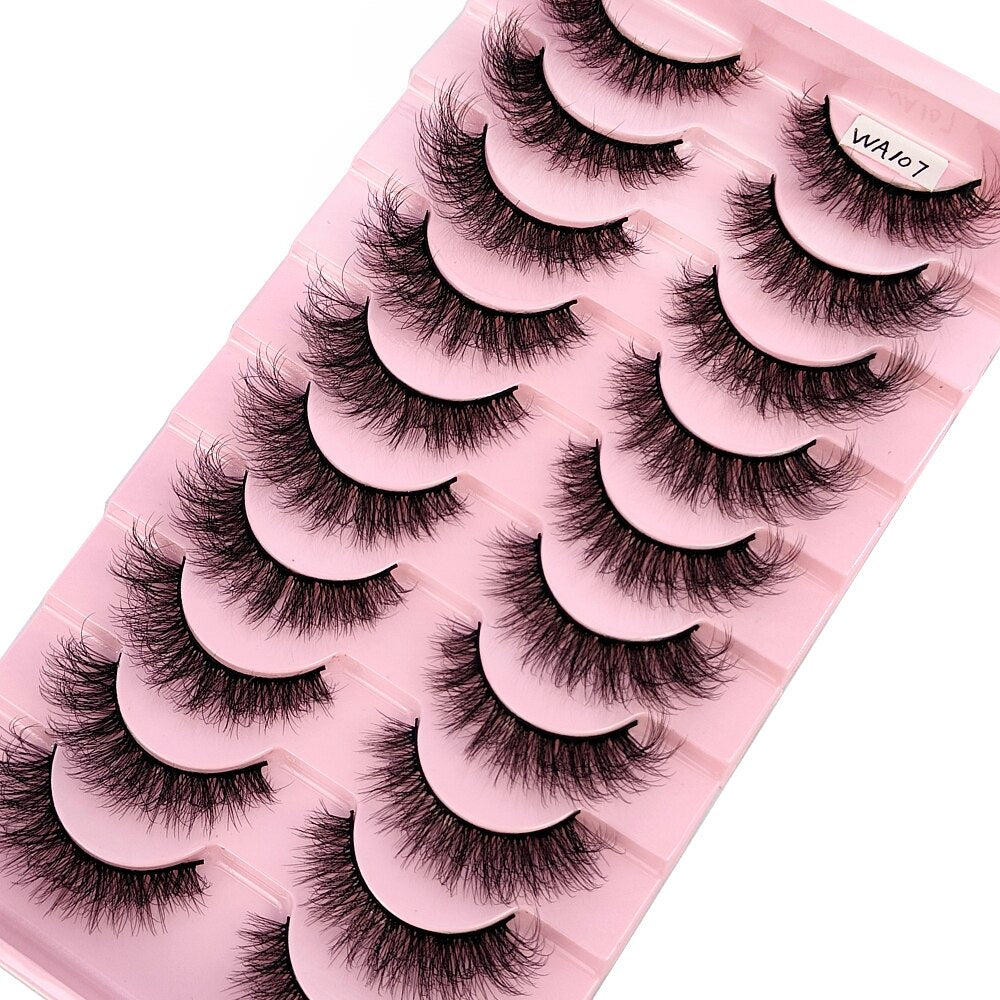 10Pairs 3D Faux Mink Hair False Eyelashes Natural Messy Eyelash Crisscross Wispy Fluffy Lashes Extension Big Eye Fake Lashes