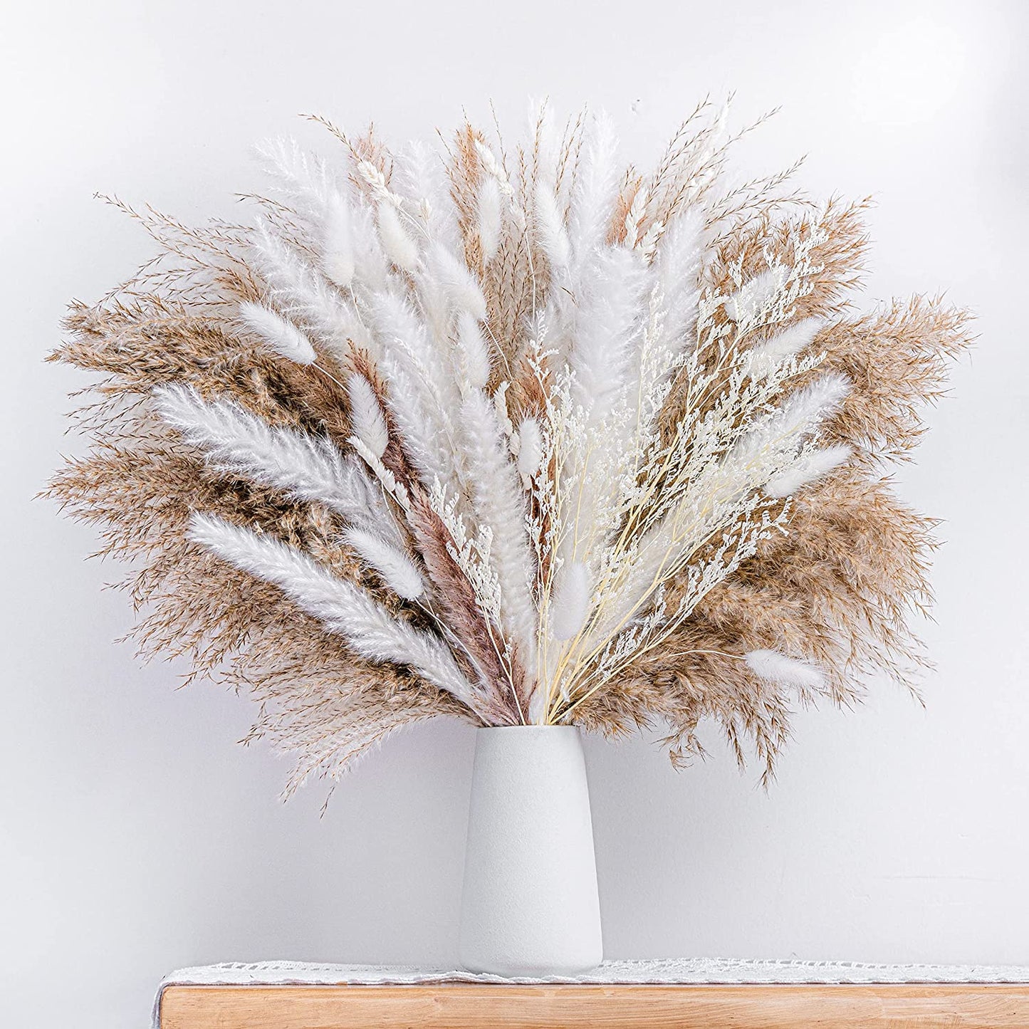 80PCS Natural Dried Pampa Grass Bouquet Boho Home Decor Bouquet Phragmites Dried Flowers Bouquet for Wedding Ramadan Decoration