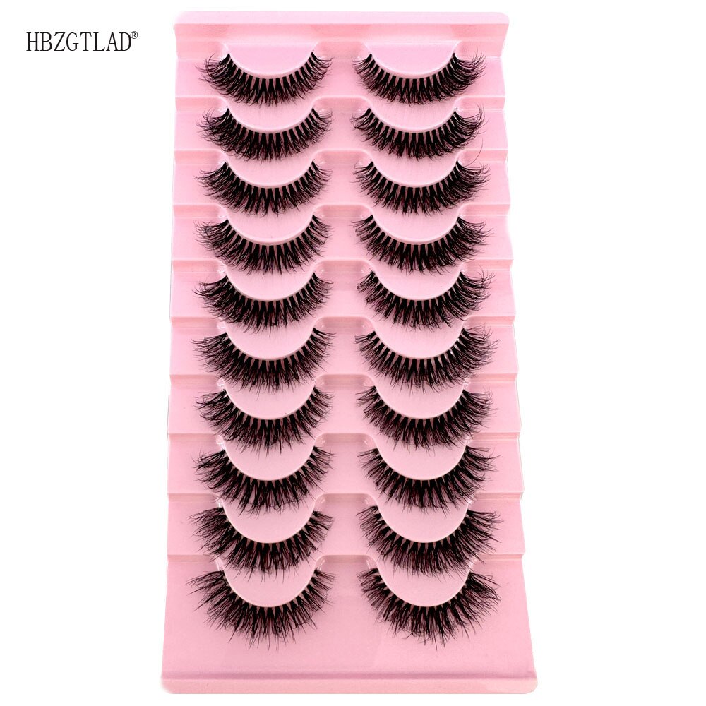 10pairs Mink Eyelashes Invisible Band Lash Extension Natural False Eyelashes Cross Cluster Fairy 3D Faux Big Eye Long Fake Lashes