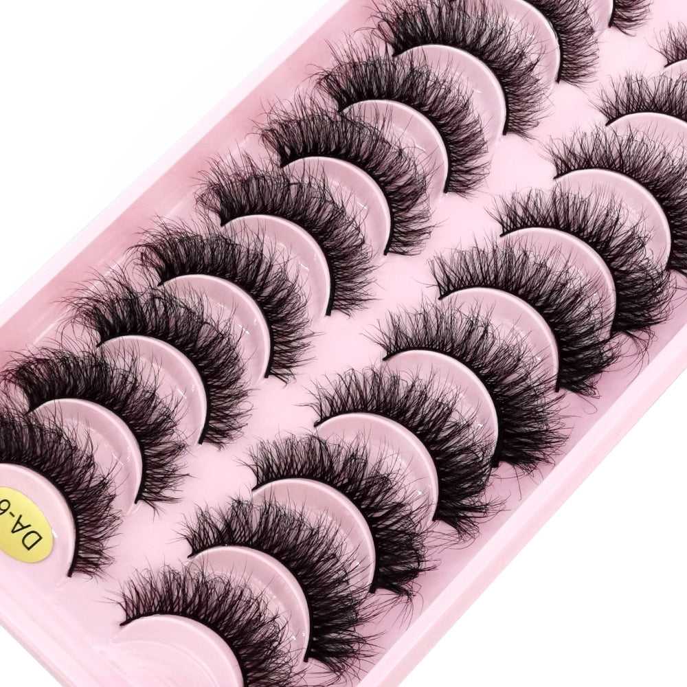10Pairs 3D Faux Mink Hair False Eyelashes Natural Messy Eyelash Crisscross Wispy Fluffy Lashes Extension Big Eye Fake Lashes