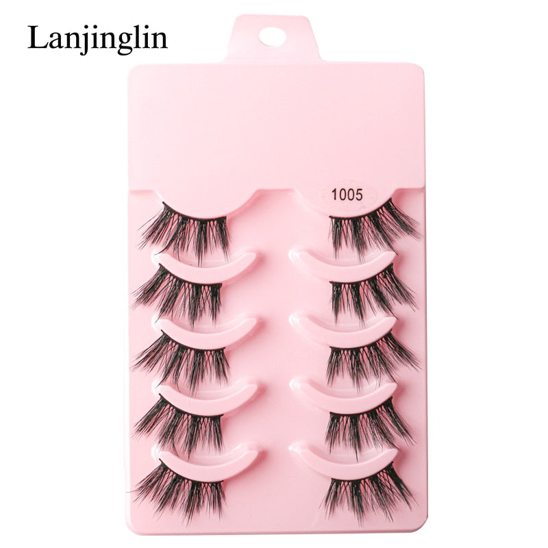 Half Eey Lashes 3/5/10 Pairs Faux Mink Lashes Natural False Eyelashes Wispy Fluffy Eyelash Extension