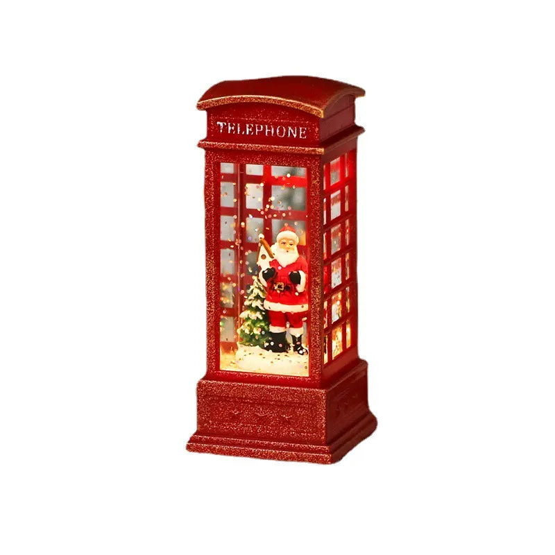 Christmas phone booth light table for the elderly decorated with Christmas tree ornaments snowman home decoration accessories