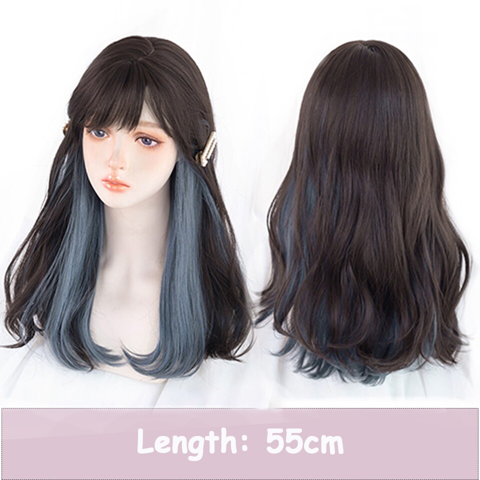 Synthetic Long Wavy Women Light Pink Gradient Mixed Color Lolita Cosplay Heat Resistant Party Wig