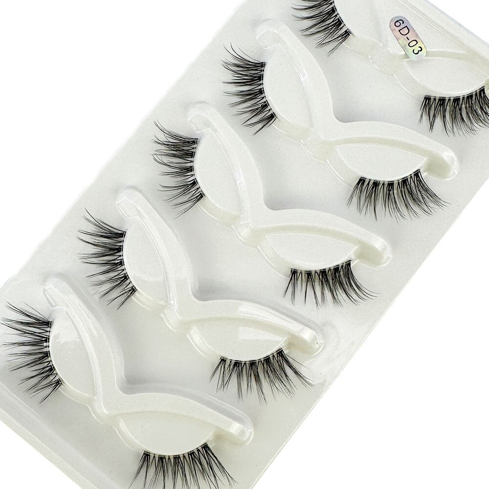 5 Half Lashes Cat Eye Nature Long Full Strip Lashes Faux Cils maquillage Invisible Band False Eyelashes