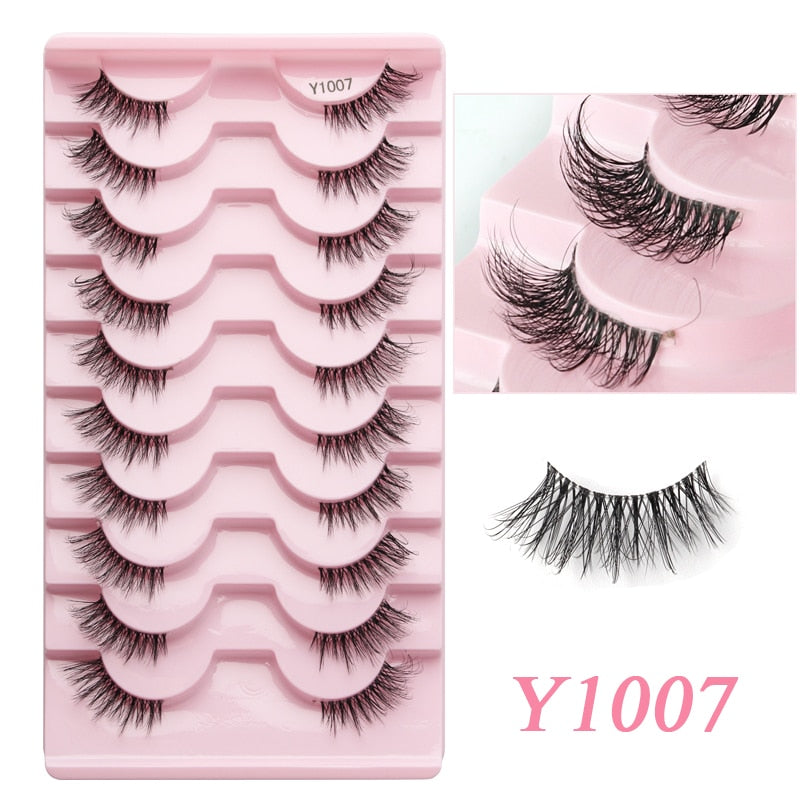 Faux Cils 5/10 Pairs Half Lashes Cat Eye Handmade Soft Fluffy Mink False Eyelashes Half Lashes maquillage