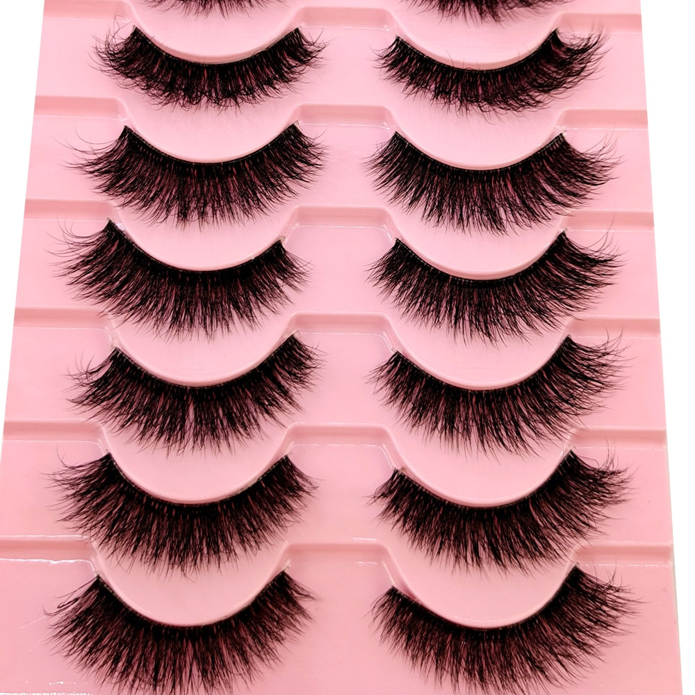 10 Pairs3D Mink Invisible Lash Handmade Crisscross Eyelashes Clear Band Soft Strip Eyelash Natural Long Wispy False Lashes