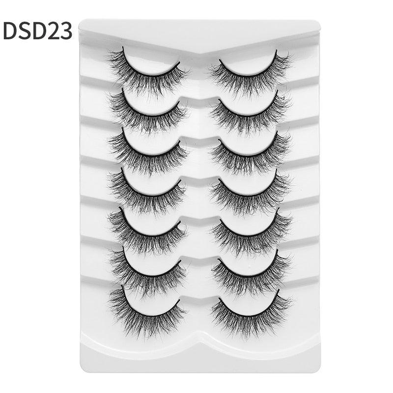 5/7/10Pairs Cat Eye Lash False Eyelashes Natural Faux Mink Eyelashes