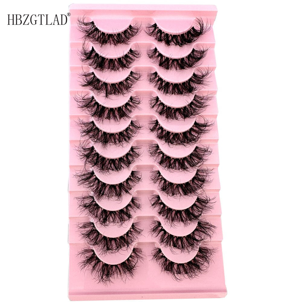 10pairs Mink Eyelashes Invisible Band Lash Extension Natural False Eyelashes Cross Cluster Fairy 3D Faux Big Eye Long Fake Lashes