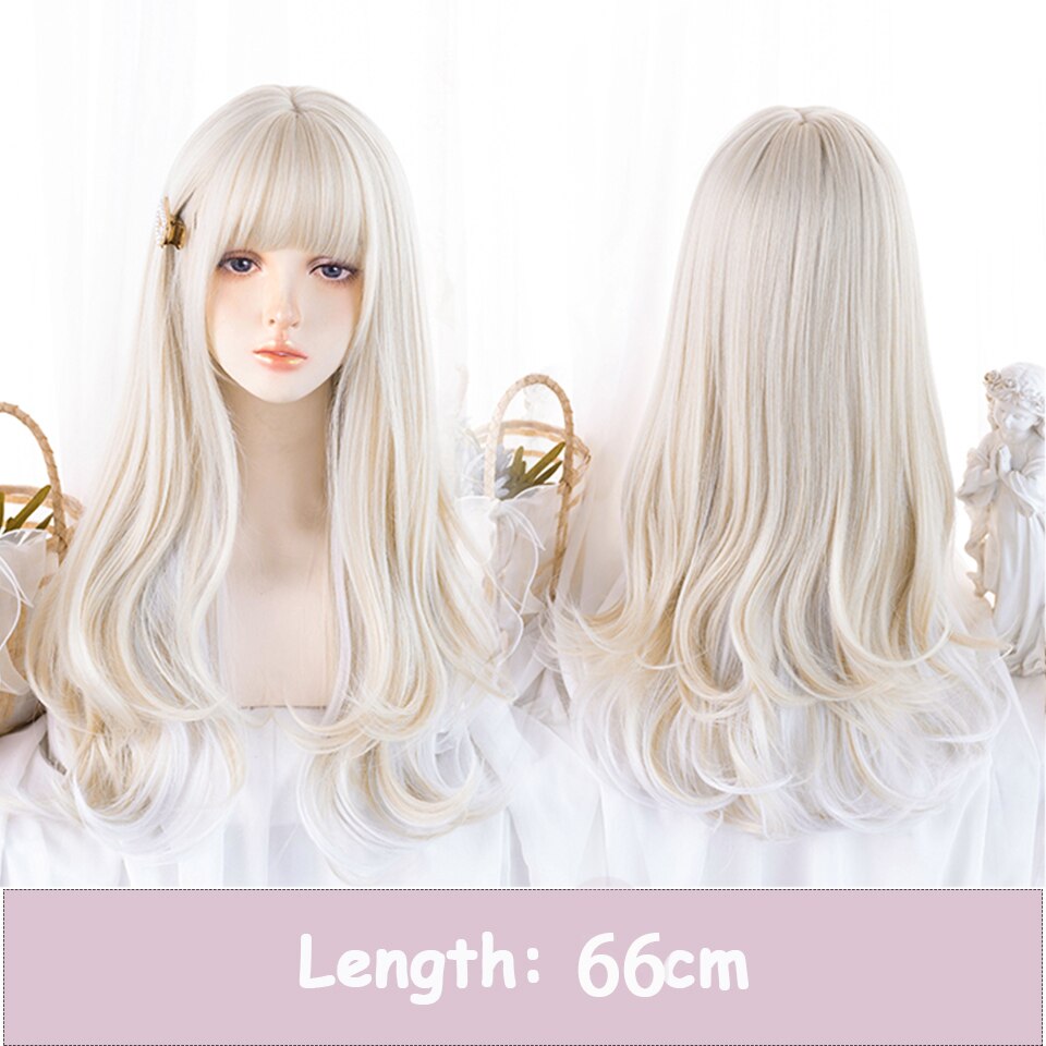 Synthetic Long Wavy Women Light Pink Gradient Mixed Color Lolita Cosplay Heat Resistant Party Wig