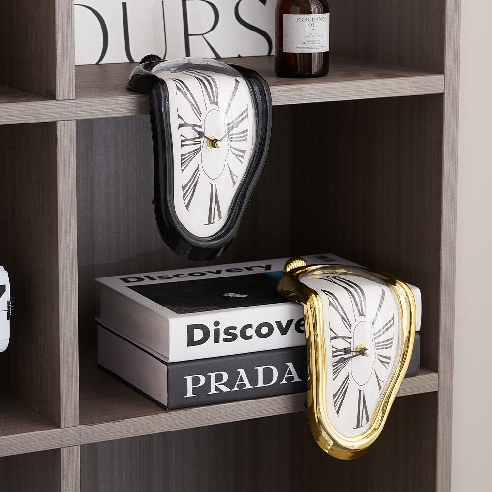 Twisted Clock Ornaments Creative Home Decor Desk Bookshelf Accessories Modern Living Room Decoration Figurines for Interior Gift