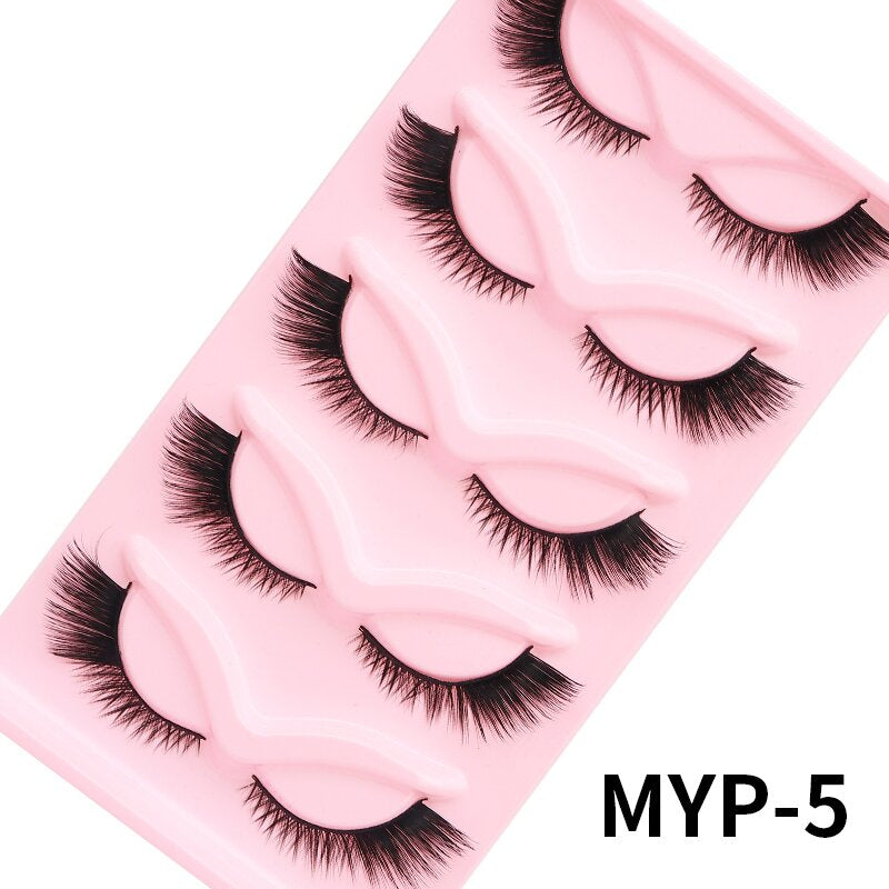 5/7/10Pairs Cat Eye Lash False Eyelashes Natural Faux Mink Eyelashes