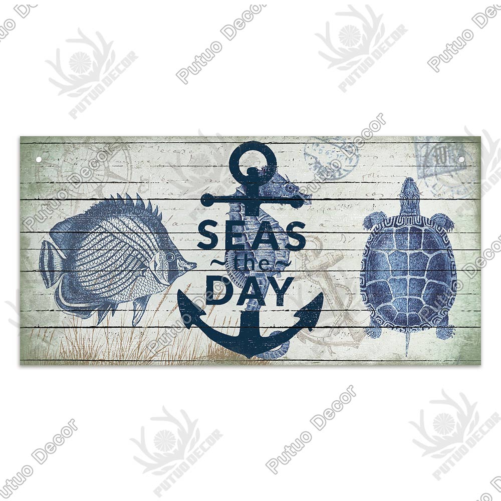 Putuo Decor Beach Home Signs Wood Wall Plaque Wooden Signs Welcome Decor Hanging Plate for Beach House Home Bedroom Tent Decor