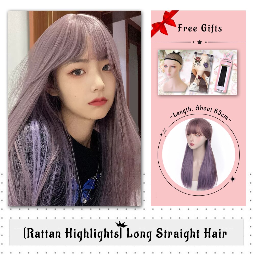 Brown Black Gold Wool Roll Synthetic Wig For Women Long Roll Wig Bangs Cosplay Party Heat Resistant Hair
