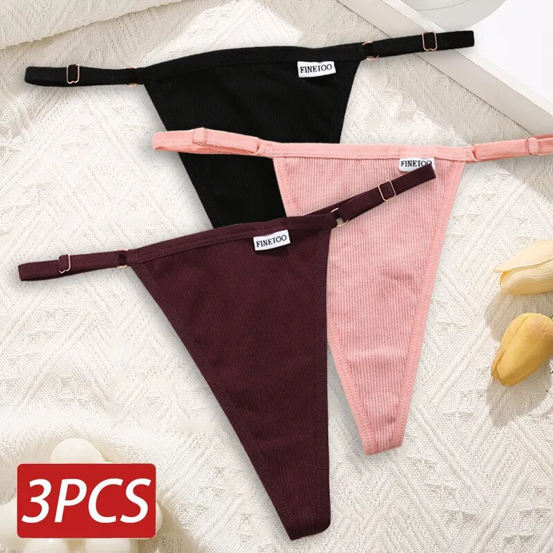 Cotton Sexy Thongs Adjustable Women's Panties Soft Panties Low Waist Seamless Thongs Woman Lingerie Tangas Mujer S-XL