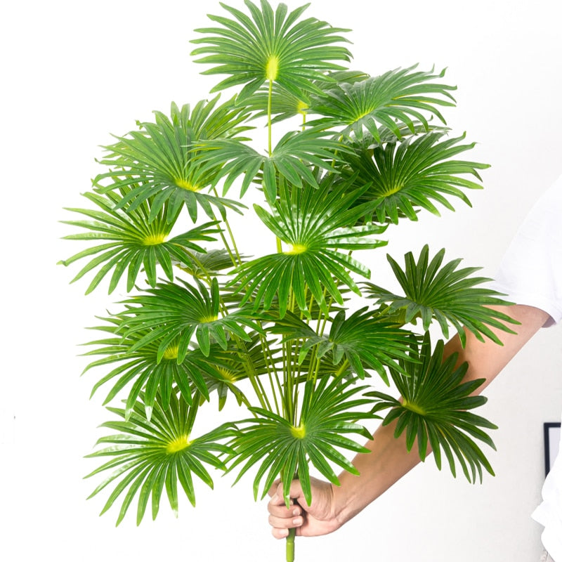 125cm Large Artificial Palm Tree Tropical Plants Branches Plastic Fake Leaves Green Monstera For Home Garden Room Office Decor