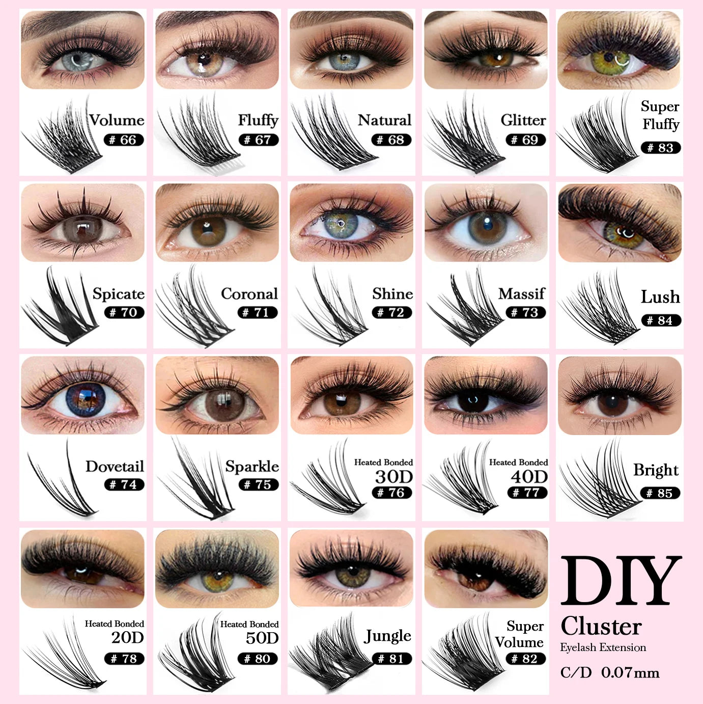 144pcs/case 100% Handmade DIY Lashes Extension 8-16mm Mix Length Eyelashes  Segmented Eyelashes Bundle Lash