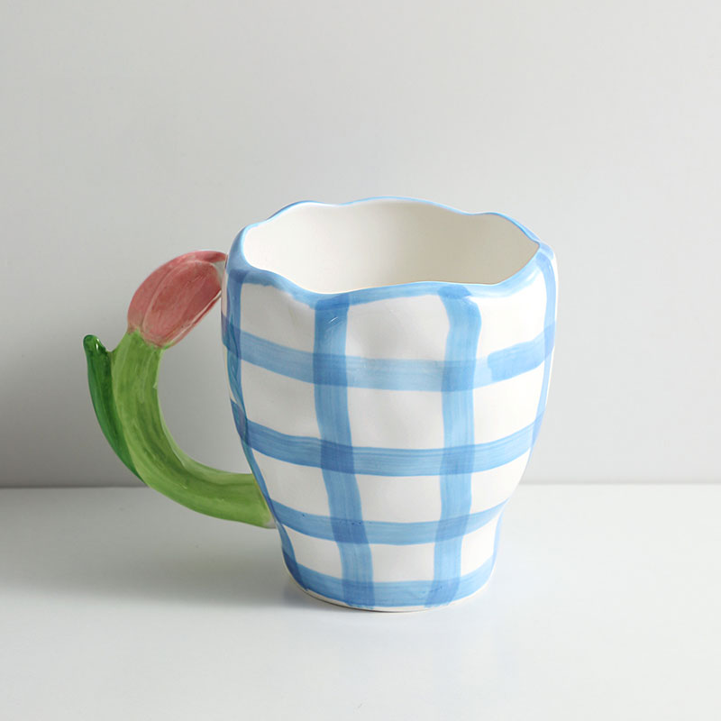 Japanese Hand Painted The Blue Sky and White Clouds Coffee Cup With Saucer Ceramic Handmade Tea Cup Saucer Set Cute Gift For Her