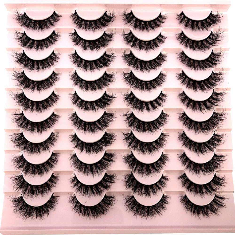 20 pairs 3D Mink Eyelashes Thick Natural False Eyelashes Crisscross Fake Eyelashes