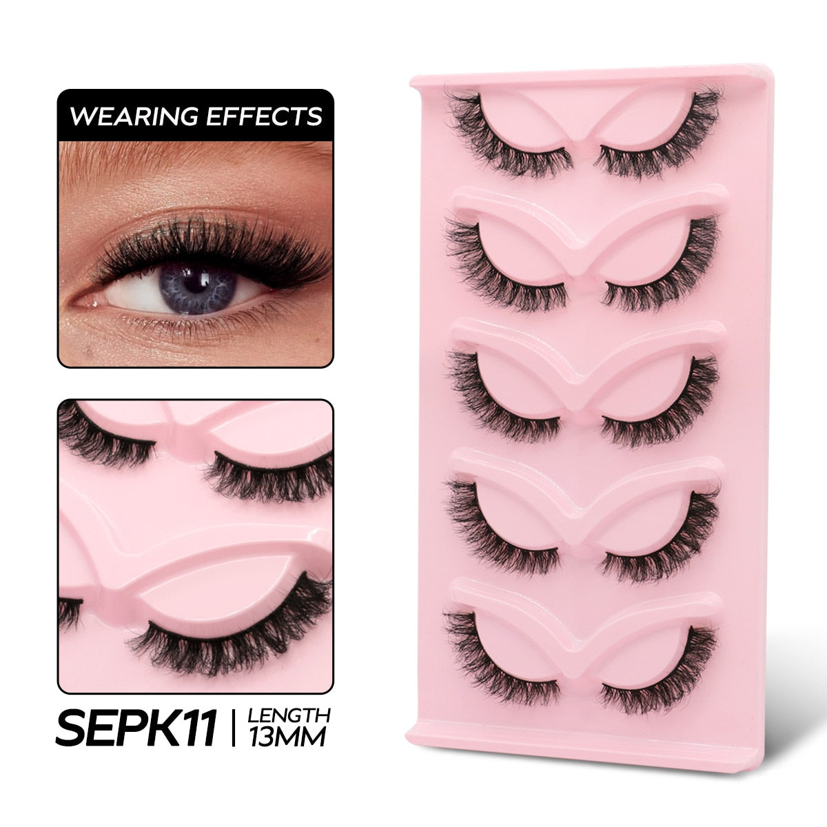 Cat Eye Lashes Fluffy Volume Mink False Eyelashes Winged End Eye Elongated Eyelashes 3D Mink Lashes Thick Fake Eyelash