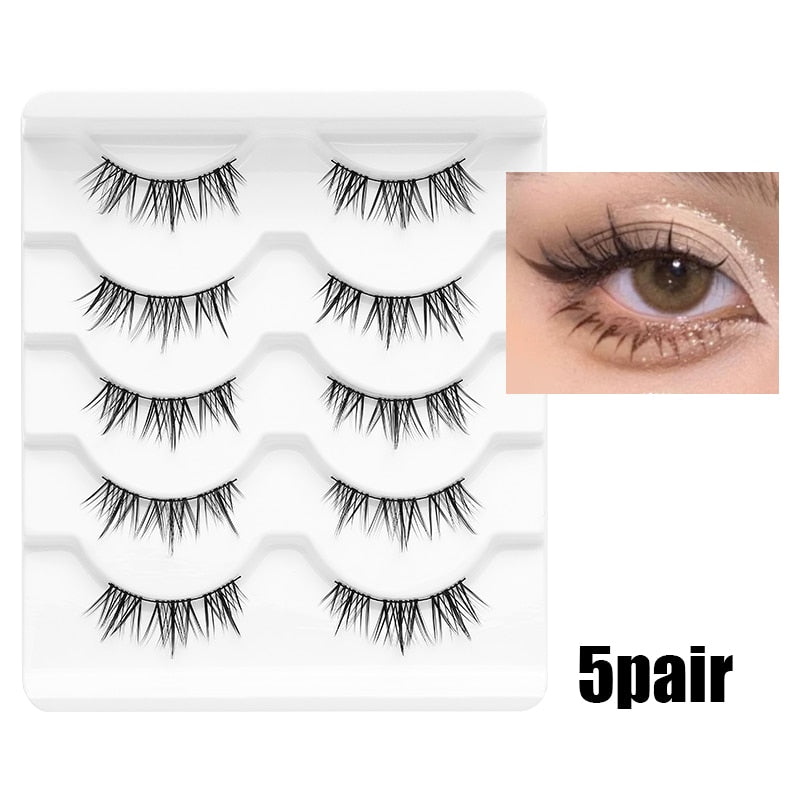 5/7/10 Pairs Eyelashes Manga Lashes Soft Natural False Eyelashes Long Fake Lash Hand Made Eyelash Extension