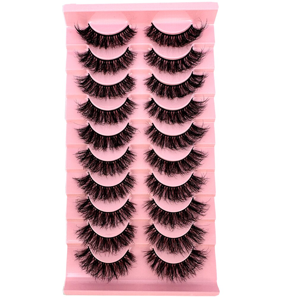 10Pairs False Eyelashes 6D Super Fluffy Wispy Faux Mink Eyelashes Cat Eye Dramatic Lashes Eyelash Extension