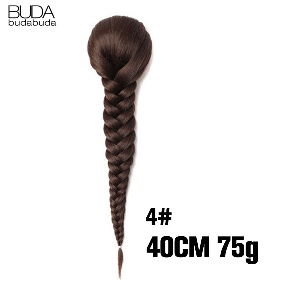 Synthetic Braided Plaited Fishtail Fishbone Drawstring Ponytail 20Inch Long Ombre Blonde Pink Hair Extensions For Women