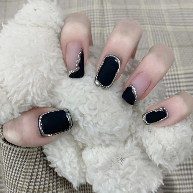 24Pcs False Nails Coffin Almond Artificial Fake Nails with glue Full Cover Nail Tips Press On Nails Manicure