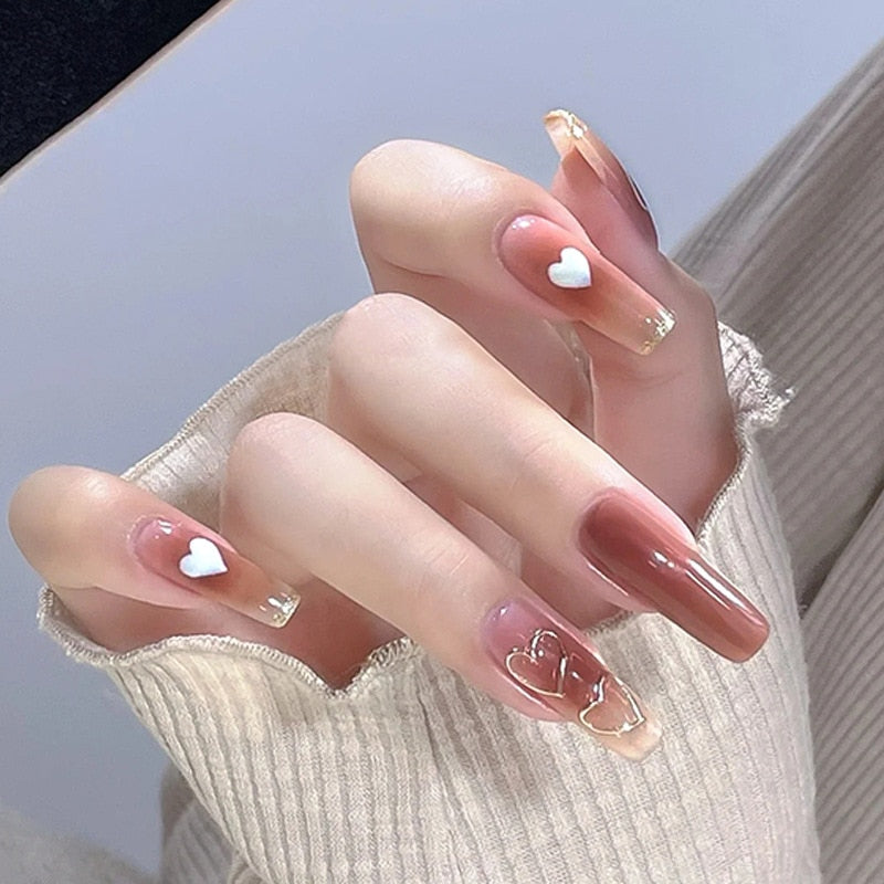 24pcs Press on Nails Short Fake Nails with Glue Jelly Gradient Design Detachable Artificial Nail Acrylic Coffin False Nails Tips