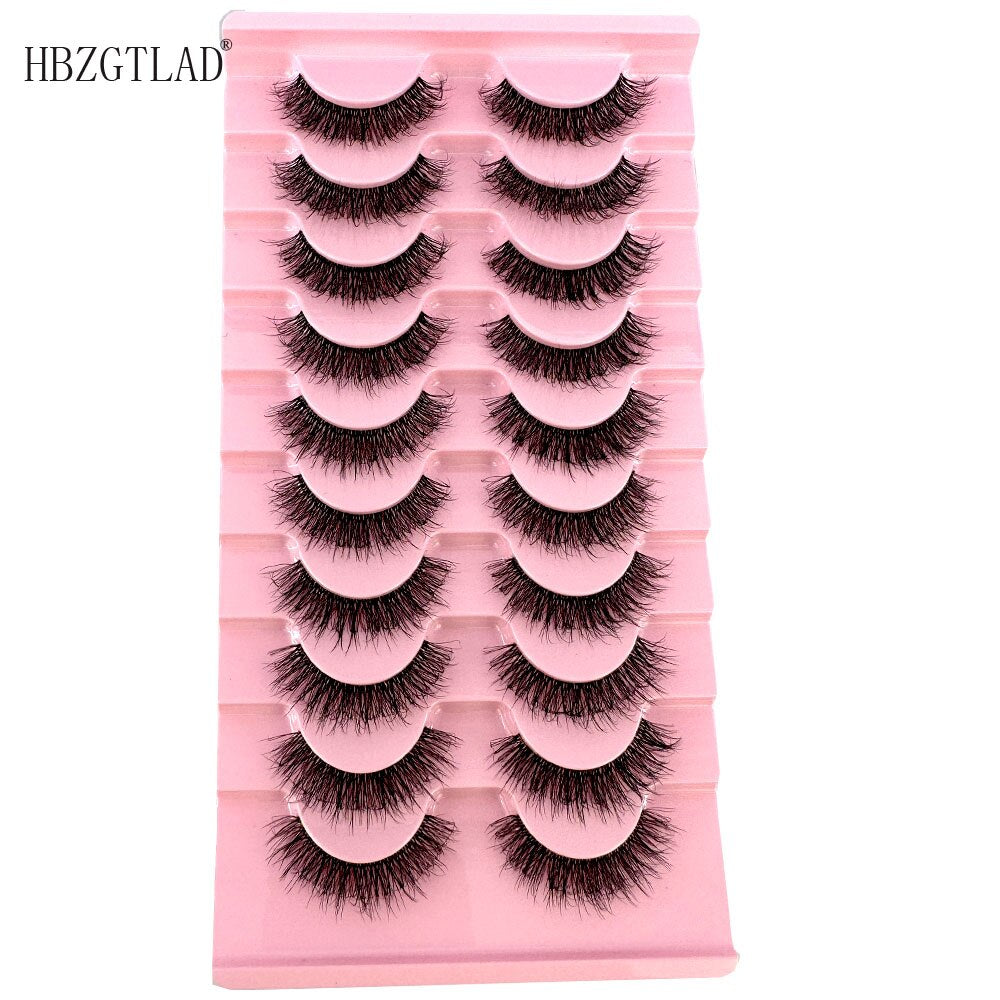 10pairs Mink Eyelashes Invisible Band Lash Extension Natural False Eyelashes Cross Cluster Fairy 3D Faux Big Eye Long Fake Lashes