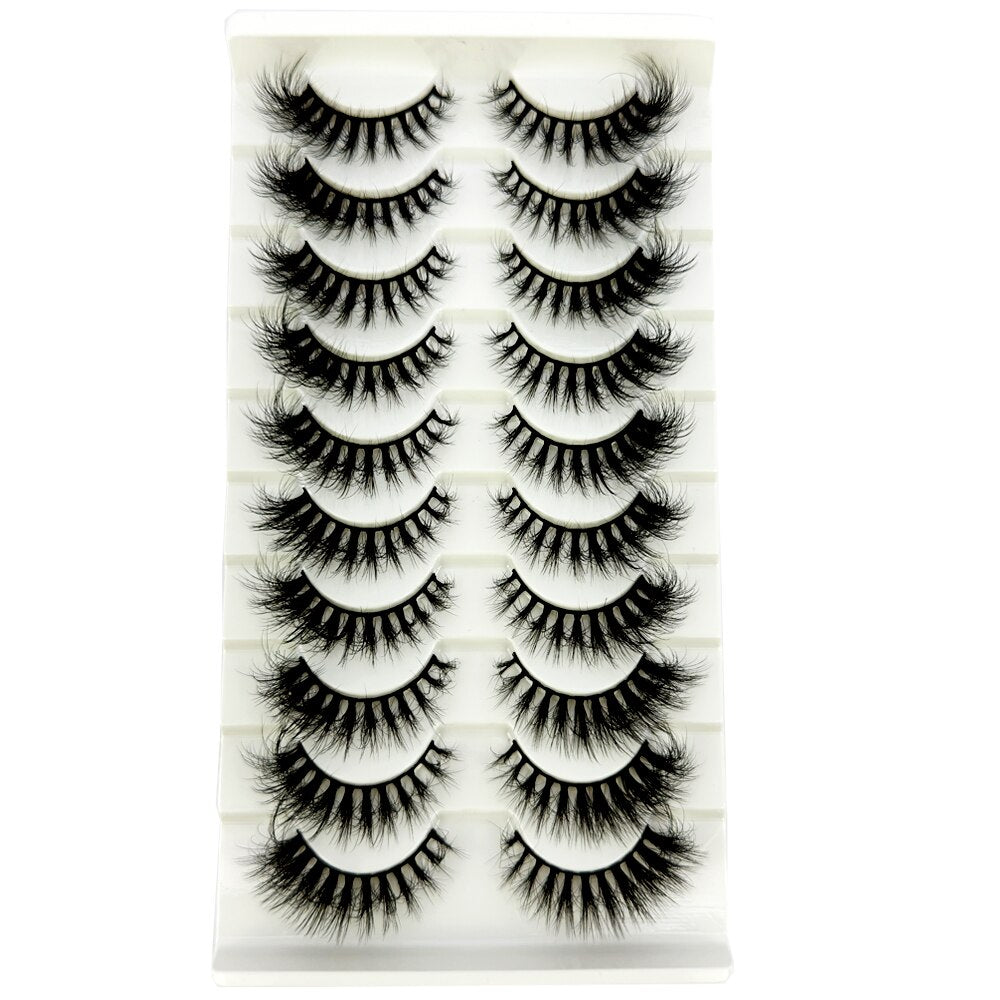 10Pairs False Eyelashes 6D Super Fluffy Wispy Faux Mink Eyelashes Cat Eye Dramatic Lashes Eyelash Extension