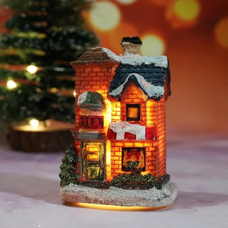Christmas decoration LED micro -landscape resin house desktop decoration festive gift