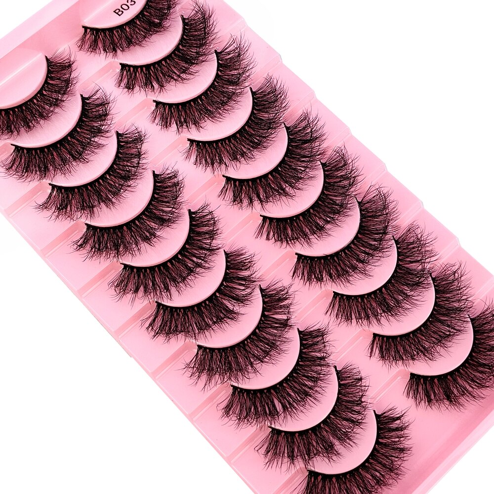 10Pairs 3D Faux Mink Hair False Eyelashes Natural Messy Eyelash Crisscross Wispy Fluffy Lashes Extension Big Eye Fake Lashes
