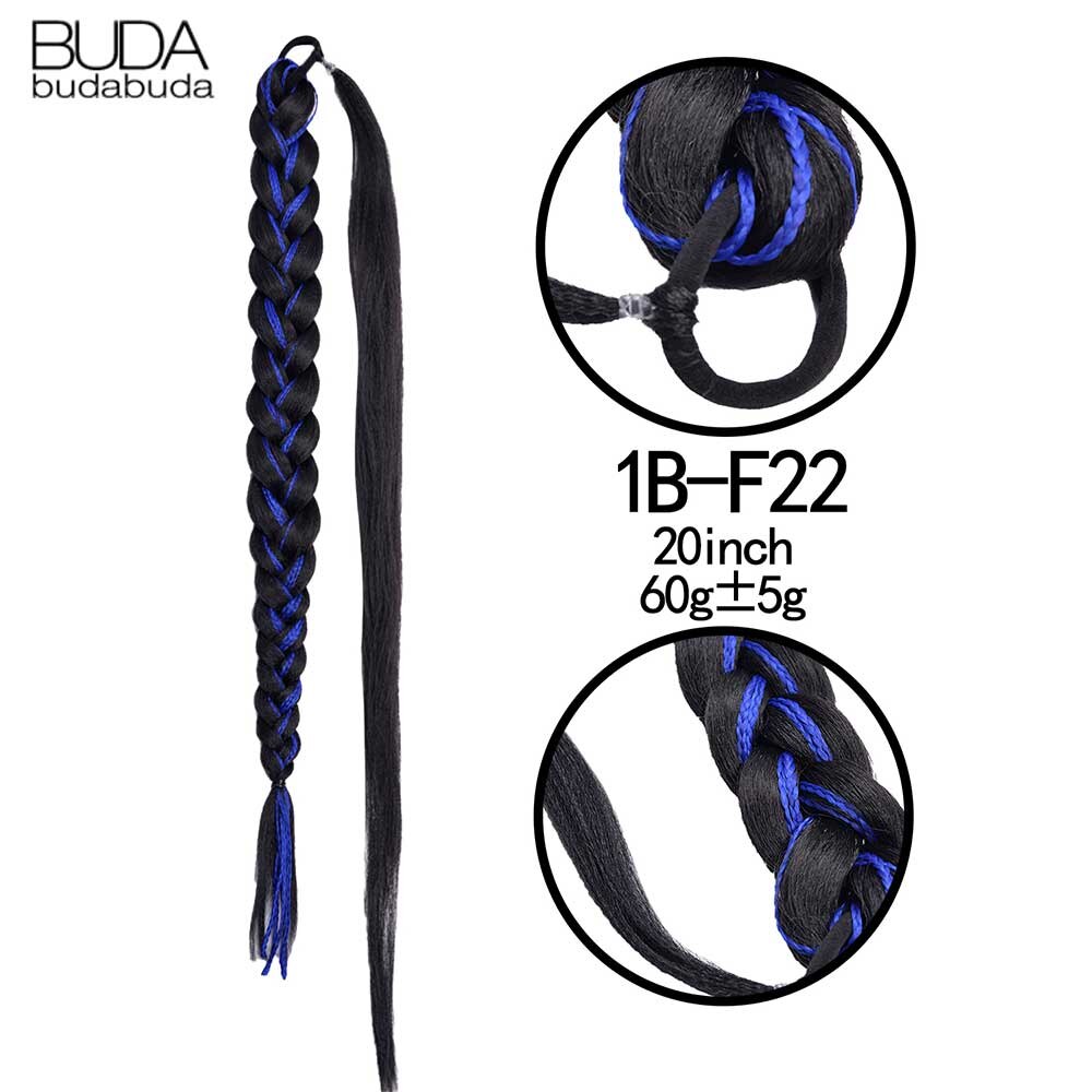 Synthetic Braided Plaited Fishtail Fishbone Drawstring Ponytail 20Inch Long Ombre Blonde Pink Hair Extensions For Women