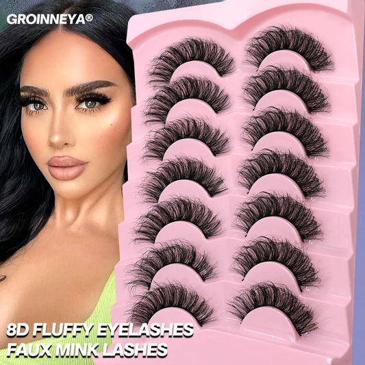 5/7 Pairs Lashes Mink Fluffy Eyelashes Long Lasting Wispy  Dramatic Volume lashes Thick Long Manga Lashes Extension