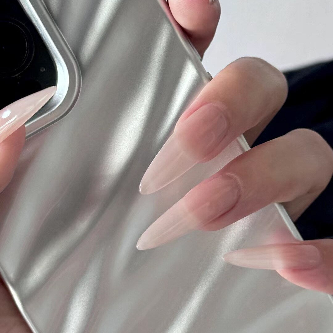 24pcs Press on Nails Short Fake Nails with Glue Jelly Gradient Design Detachable Artificial Nail Acrylic Coffin False Nails Tips