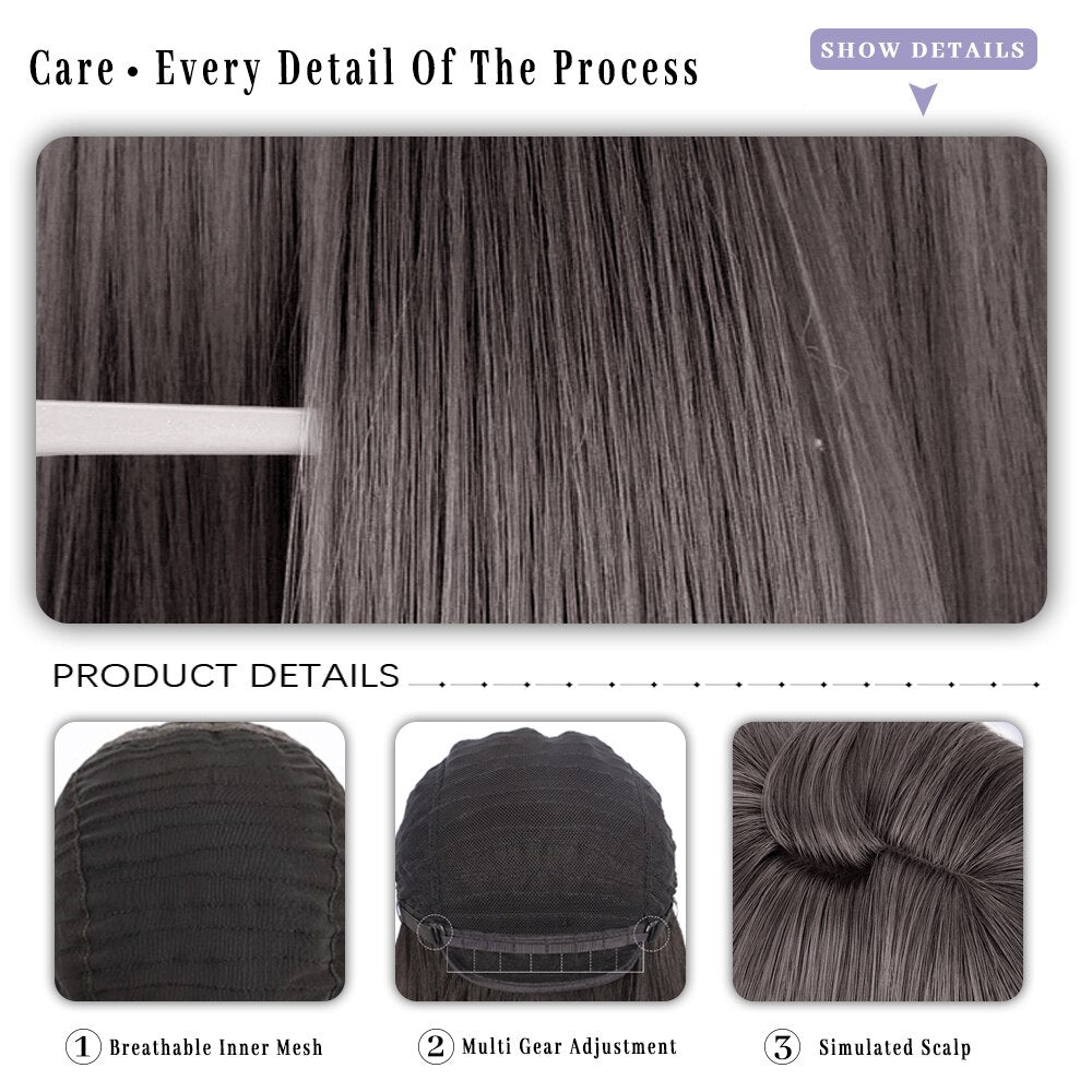 Brown Black Gold Wool Roll Synthetic Wig For Women Long Roll Wig Bangs Cosplay Party Heat Resistant Hair