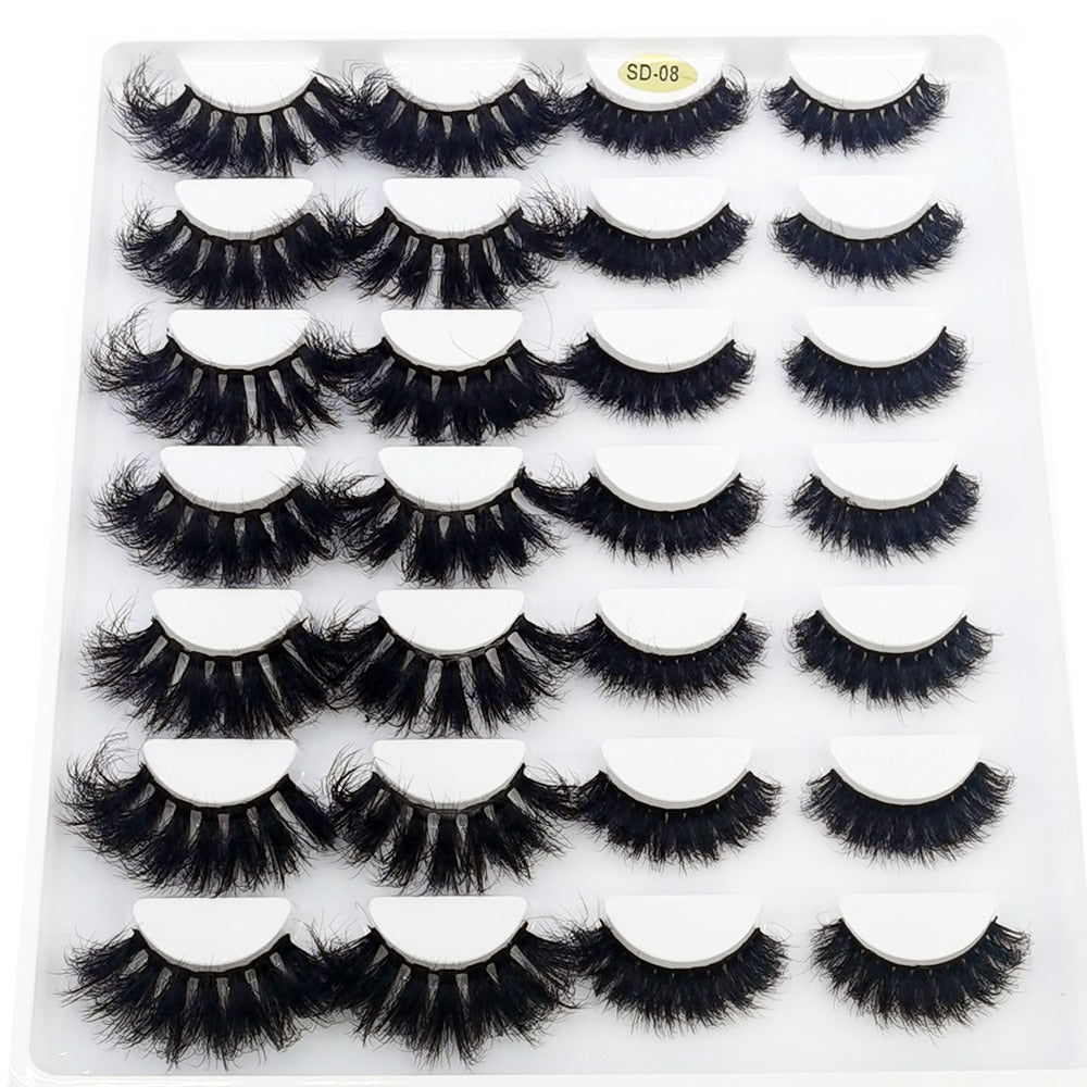 Lashes 14 Pairs Eyelashes Faux Mink Eyelashes Long Lasting Fluffy 25mm Mink Lashes Dramatic Volume lashes Extension Thick Long
