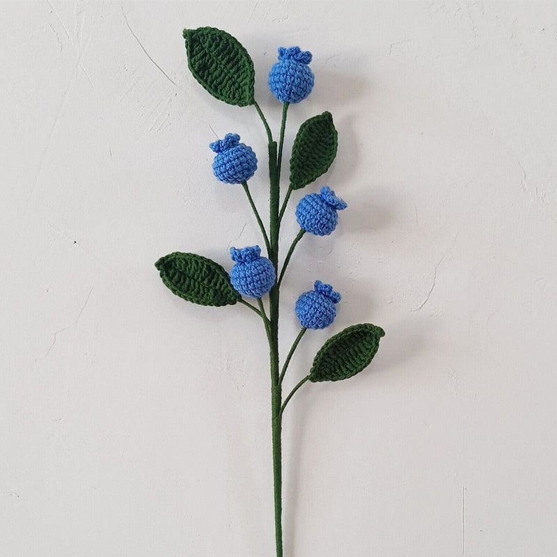 Finished Handmade Knitting Fruit Flowers For Gift Flowers Bouquets Lemon Blueberry Artificial Flower Party Decorations
