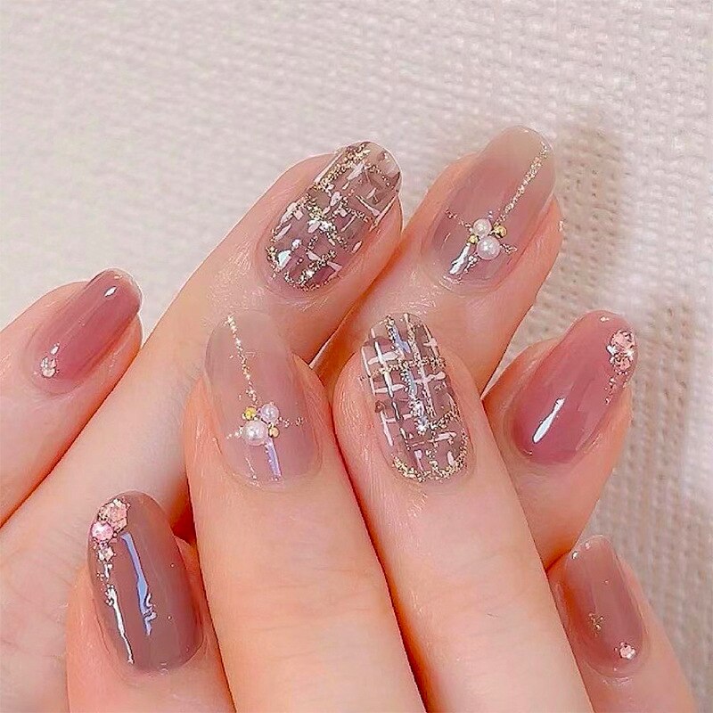 24pcs Butterfly decorated false nails Removable Long Paragraph Manicure fake nail tips full cover acrylic for girls nail