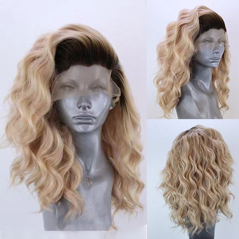 Synthetic Lace Front Wigs Short Bob Wig for Women Silver Brown Pink Blue Color Cosplay Short Wig