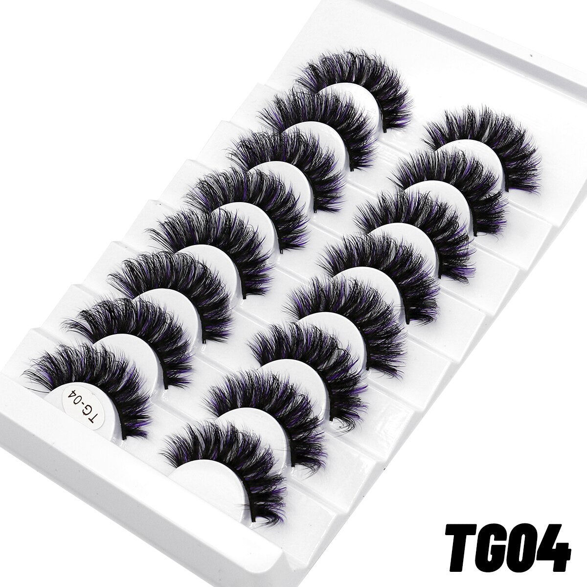 5/8pairs Colored Eyelashes Wispy Mink Lashes Natural Fluffy Cat Eye Lashes Strip 5D False Eyelashes