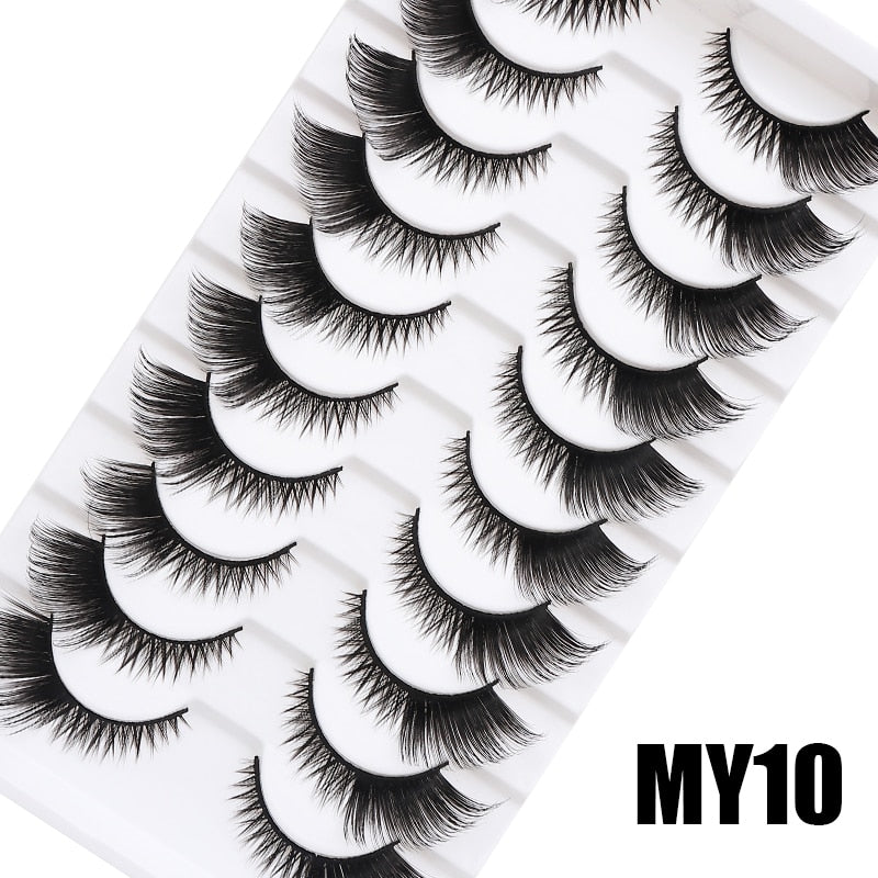 5/7/10Pairs Cat Eye Lash False Eyelashes Natural Faux Mink Eyelashes