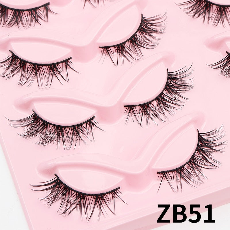5/7/10Pairs Cat Eye Lash False Eyelashes Natural Faux Mink Eyelashes