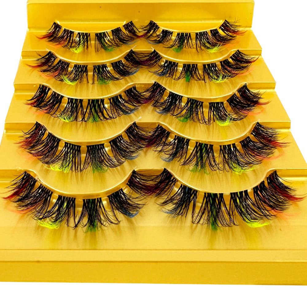 Colored Lashes Manga Lashes 3D Clear Band Lashes Natural Look Wispy Mink Eyelashes Fluffy Cat Eye Lashes individual Eyelashes